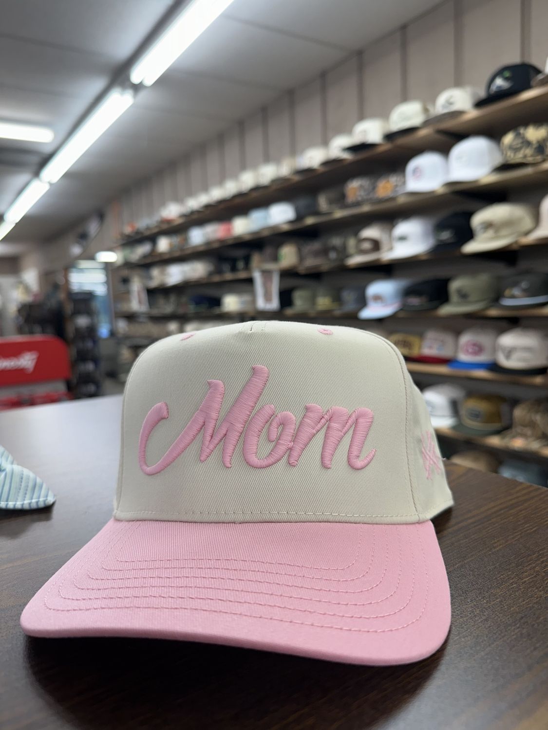Mom Trucker Hat - Pink/ Natural