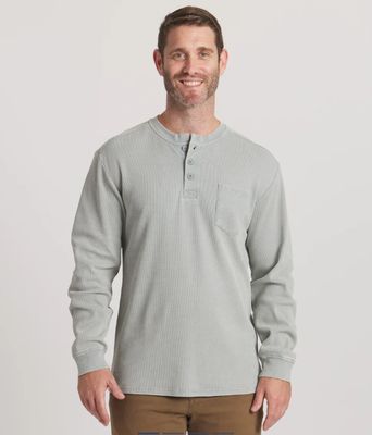 Long Sleeve Seawash Vintage Waffle Henley - Burnt Sage