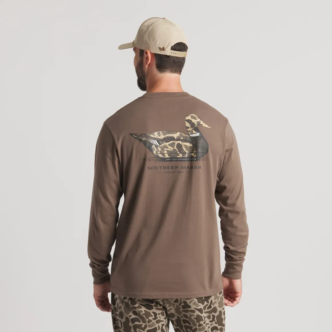 Long Sleeve Vintage Duck Decoy Tee - Camo - Carajillo Brown