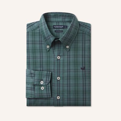 Highlands Lattice Performance Dress Shirt - Dark Green and Sage
