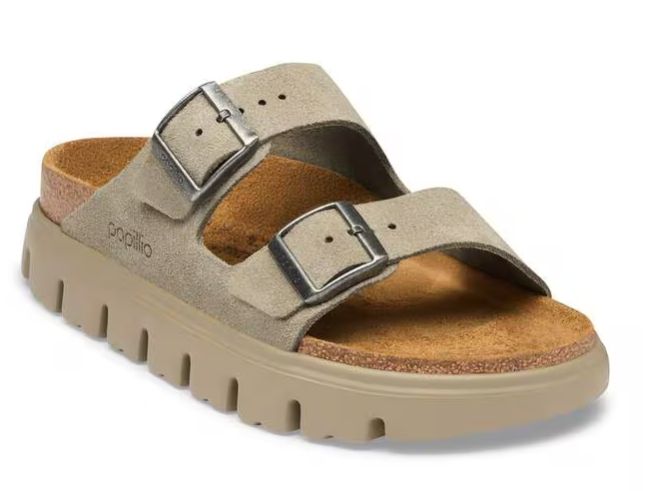 Arizona Chunky Suede Leather Sandal - Taupe