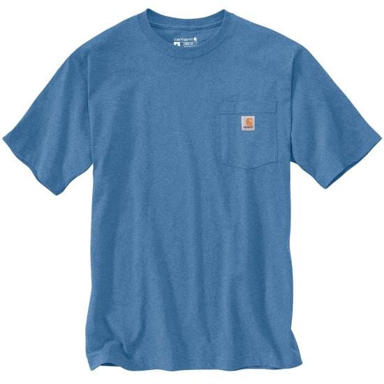 Loose Fit Heavyweight Short-Sleeve Pocket Tee Shirt - Deep Workwear Blue Heather