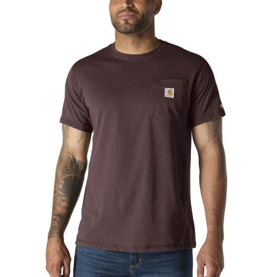 Force® Relaxed Fit Short-Sleeve Pocket Tee Shirt - Deep Cherrywood Heather