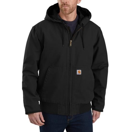 Men's Insulated Active Jacket - Loose Fit - Washed Duck - Black