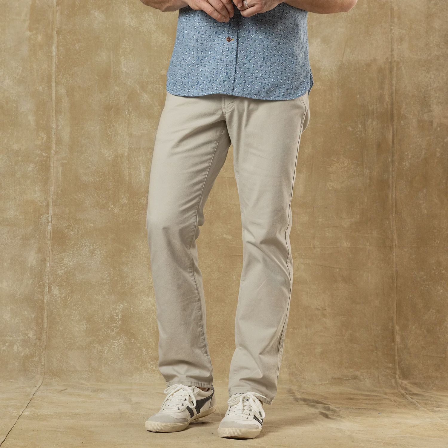 Classic Fit Pinpoint Canvas Five-Pocket Pant - Stone
