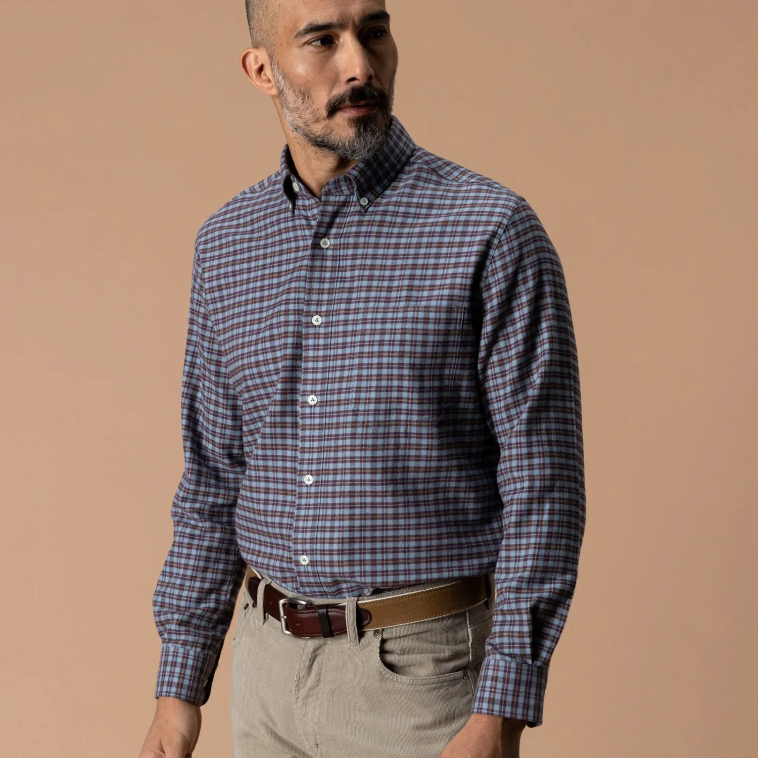 Long Sleeve Cotton Flannel Sport Shirt - Paxon Plaid