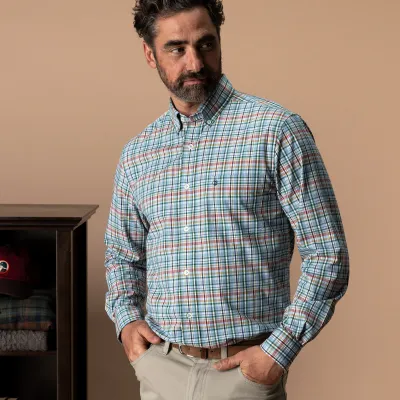 Long Sleeve Performance Poplin Sport Shirt - Winsley Plaid