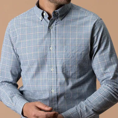 Long Sleeve Cotton Twill Sport Shirt - Goodwin Plaid