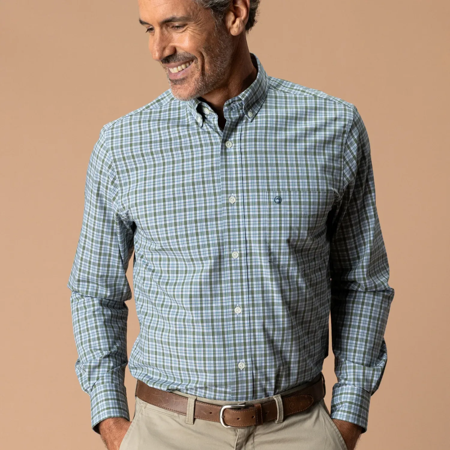 Long Sleeve Performance Poplin Sport Shirt - Denton Plaid