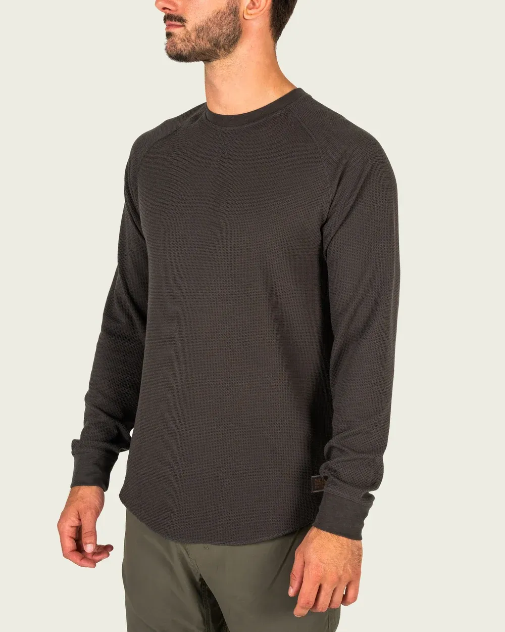 Surfside Waffle Knit Long Sleeve Shirt - Raven