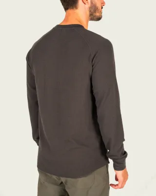 Surfside Waffle Knit Long Sleeve Shirt - Raven