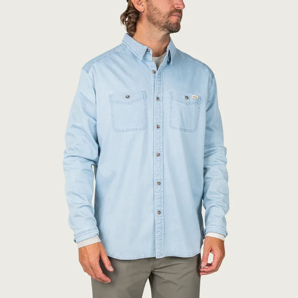 Delray  Long Sleeve Denim Shirt - Desert Palm