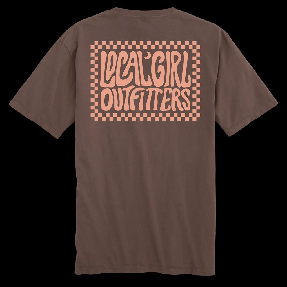 Checkered Charm Short Sleeve T-Shirt - Espresso