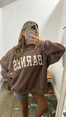 Barnes Embroidered Mockneck Sweatshirt - Brown