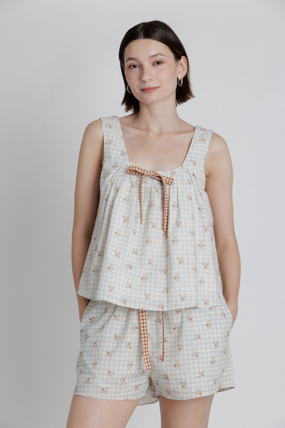 Bluebell Bloom Tie Sleeveless Top - Blue