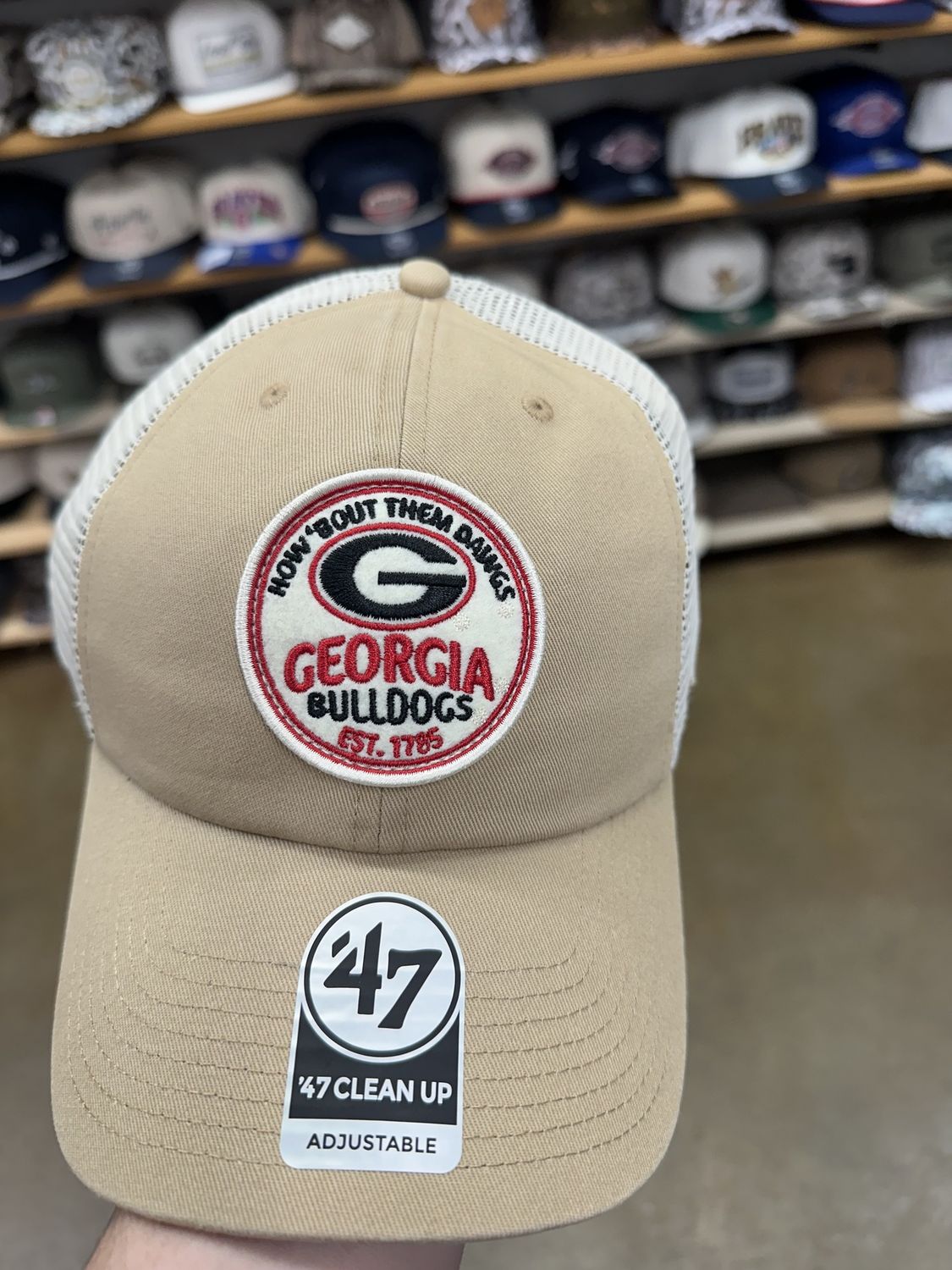 Georgia Bulldogs Khaki Felton 47 Clean Up Mesh Hat