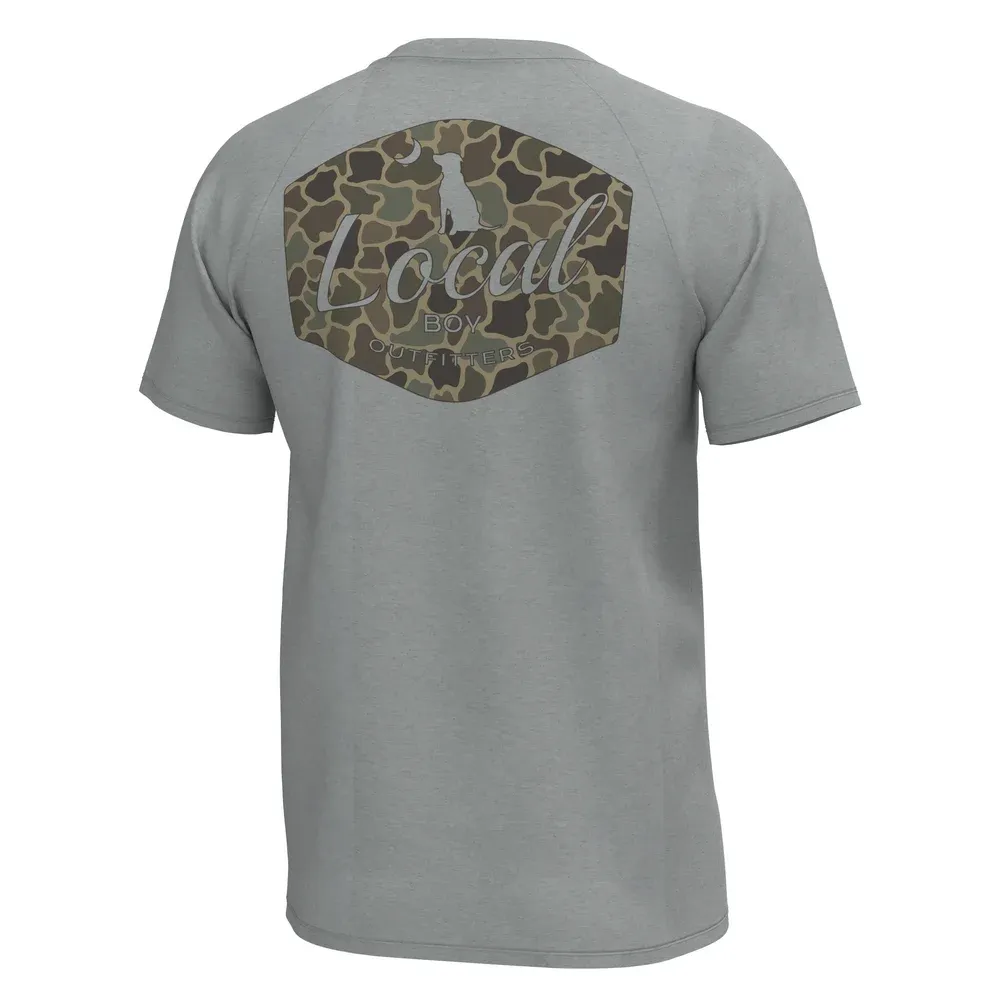 Youth Graphic Short Sleeve Heather Blend Crew - Brush Badge - Cool Gray