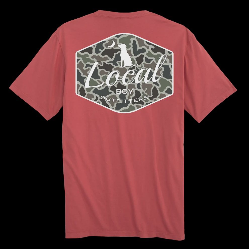 Youth Dog and Moon Camo Badge Short Sleeve Tee - Brick