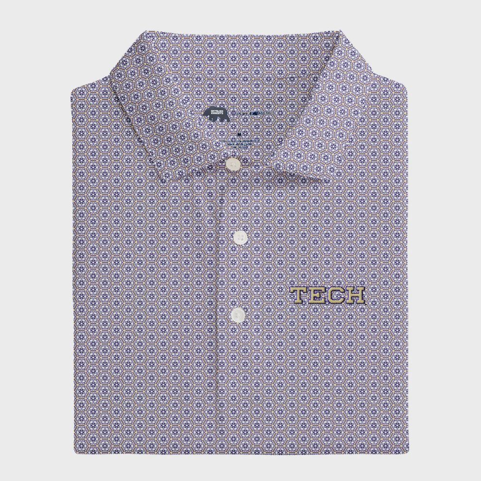Georgia Tech Honeycomb Printed Performance Polo - White