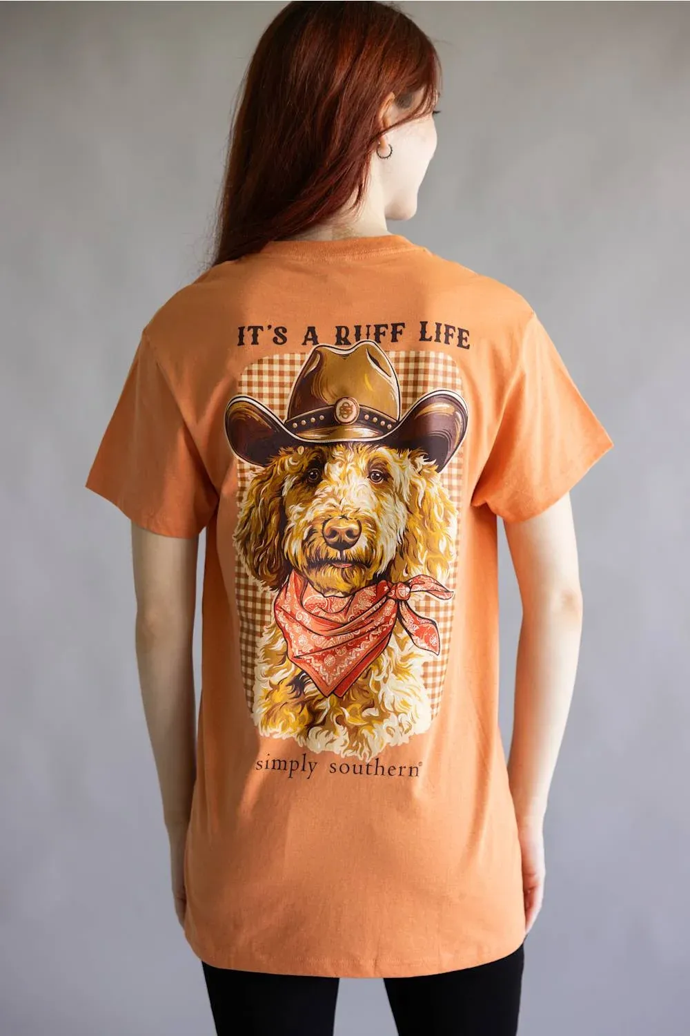 Women's Cowboy Puppy Short Sleeve T-Shirt - Papaya