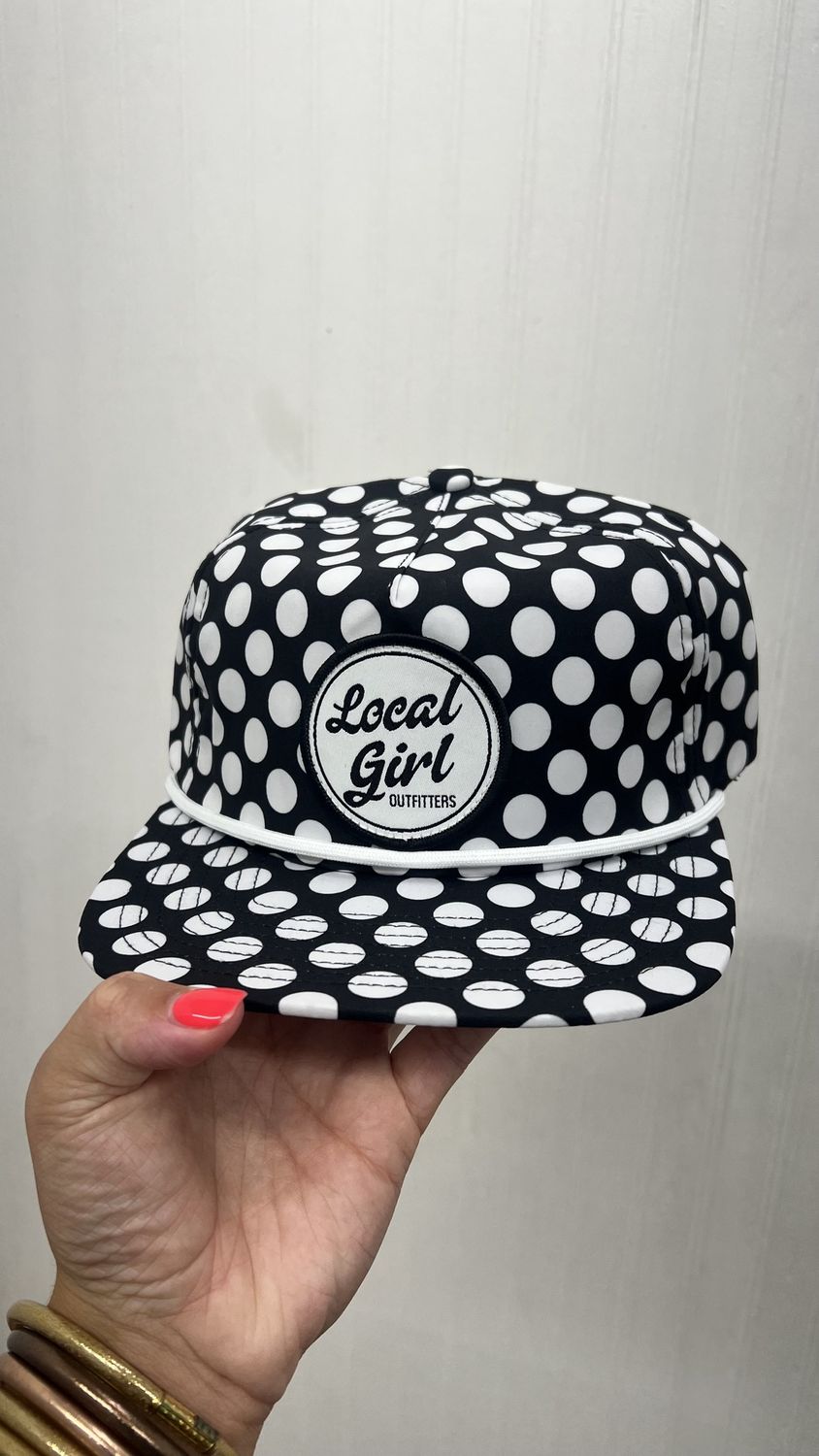 Big Patch LP Rope Hat - Black Polka Dots