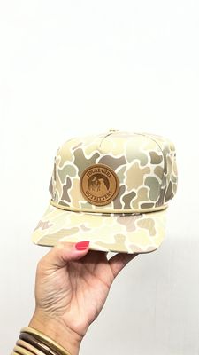Leather Patch Rope Hat - Forest Camo Desert