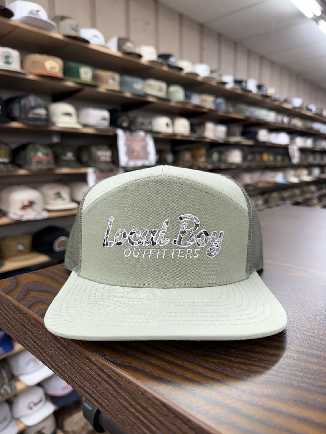 Localflage Mark Script 7 Panel Hat - Light Sage