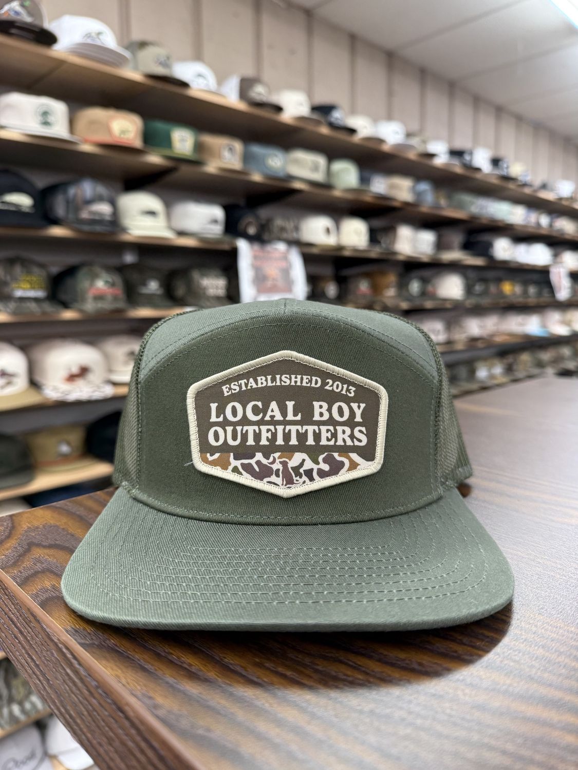 Vintage ESTD Badge 7 Panel Hat - Dark Green/Green