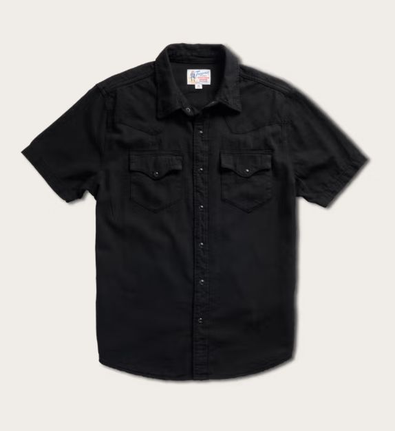 Men's Denim Short Sleeve Pearl Snap - Black