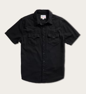 Men's Denim Short Sleeve Pearl Snap - Black