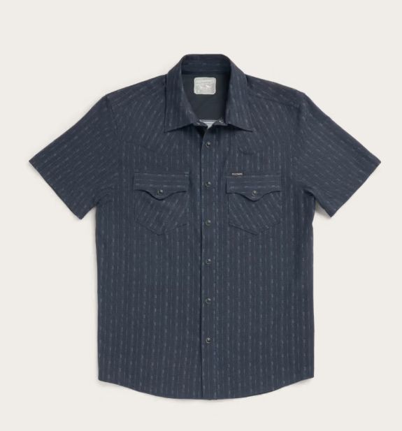 Men's Performance Western Pearl Snap Short Sleeve Shirt - Dark Navy/Multi