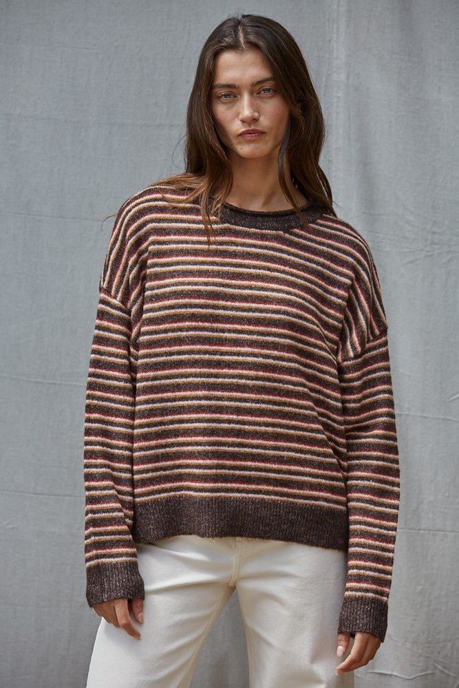 Briar Striped Sweater - Chocolate Blush