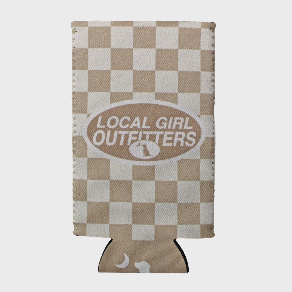 Modern Oval Slim Koozie - Khaki Checker