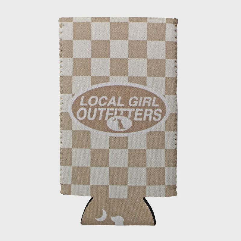 Modern Oval Slim Koozie - Khaki Checker