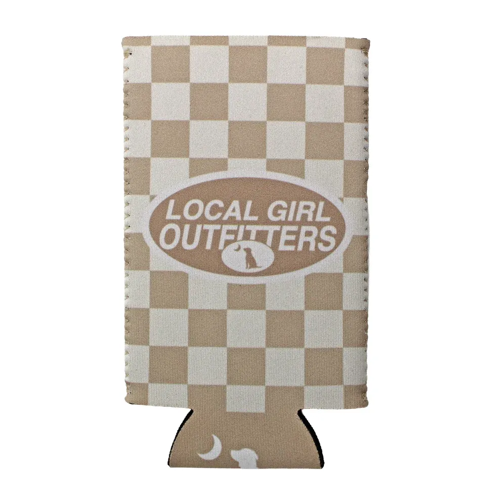 Modern Oval Slim Koozie - Khaki Checker