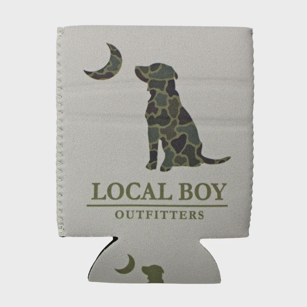 Brush Camo Dog &amp; Moon Koozie - Silver