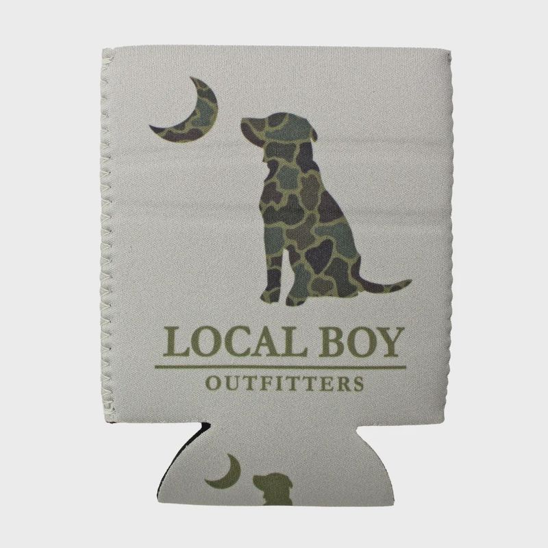 Brush Camo Dog &amp; Moon Koozie - Silver