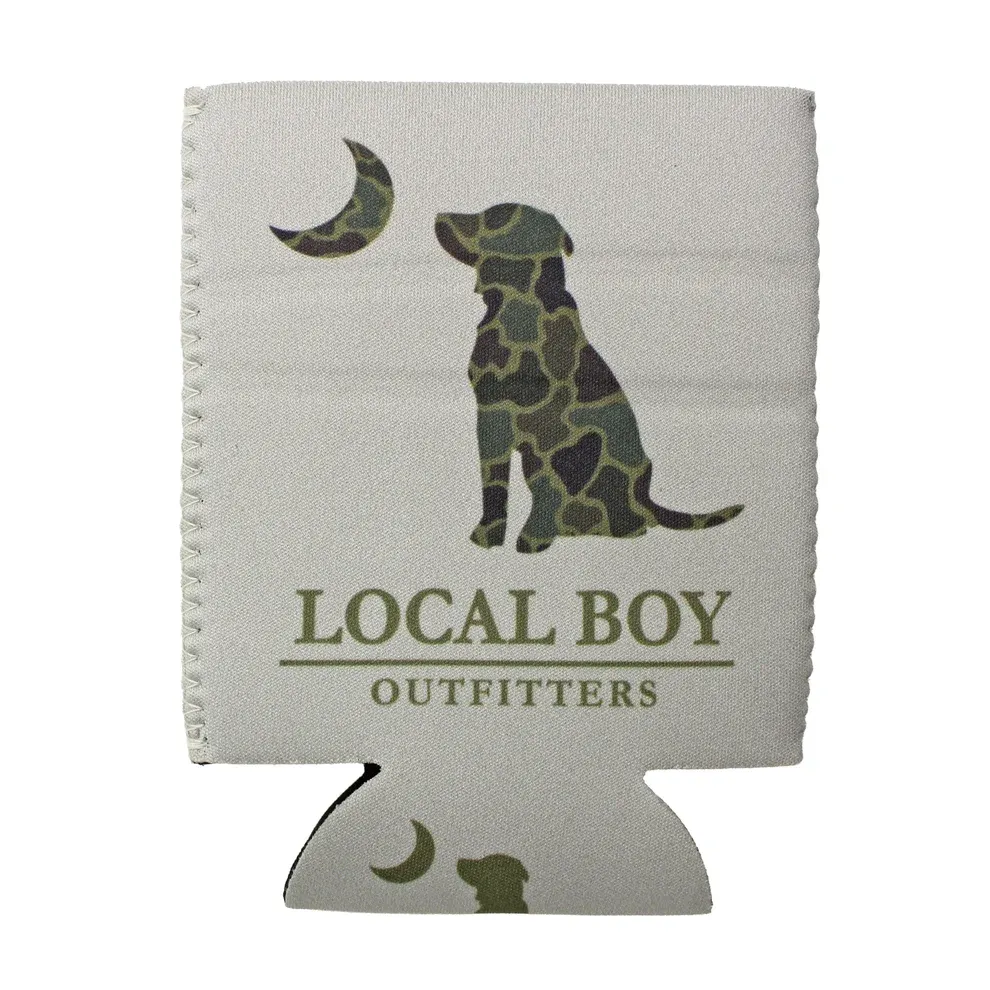 Brush Camo Dog &amp; Moon Koozie - Silver