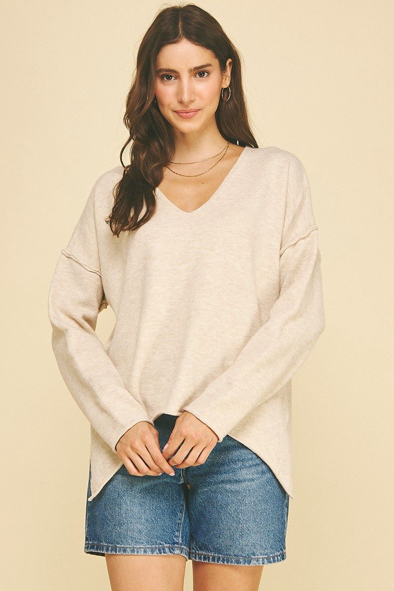 One Time V-Neck Sweater - Oatmeal