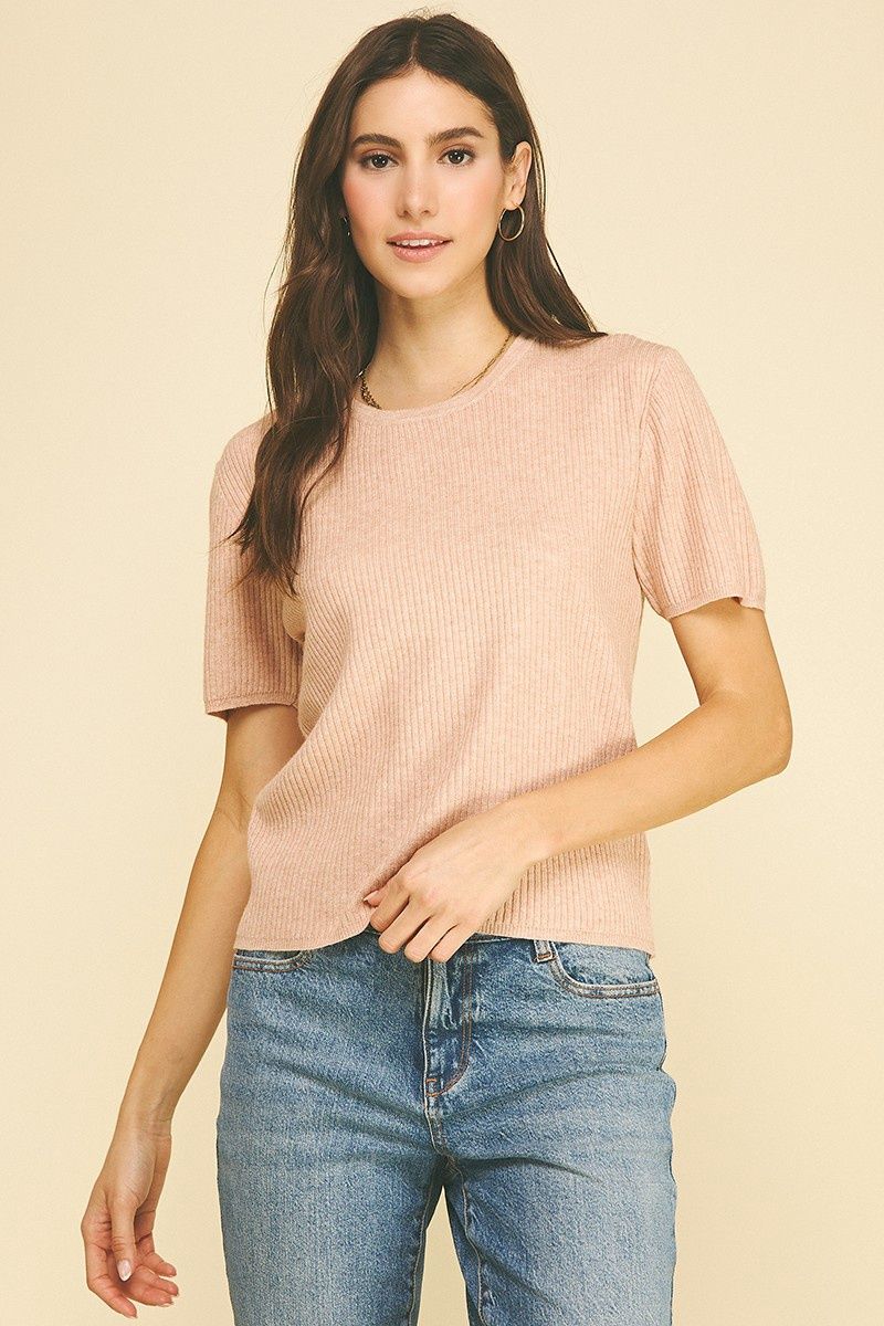 Something New Ribbed Sweater - Dusty Pink