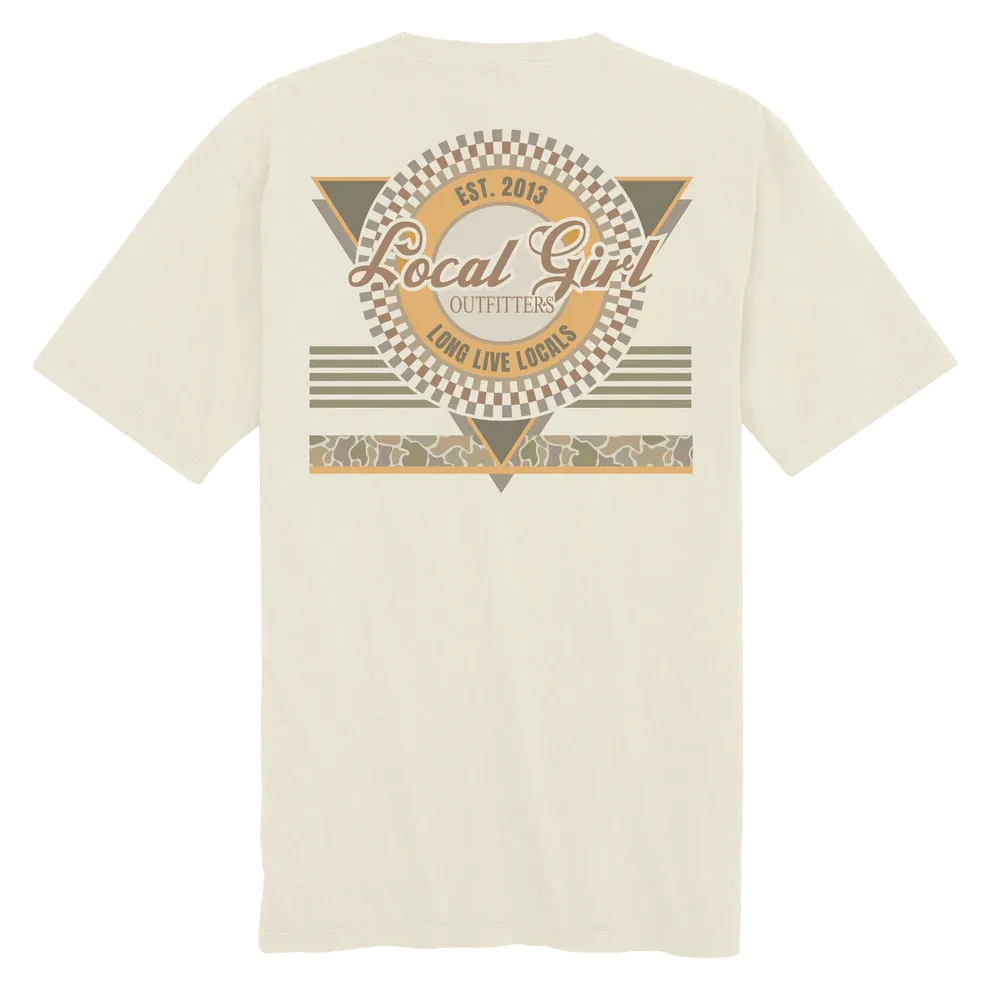 LG Youth Retro Triangle Forest Camo Desert Short Sleeve Tee - Ivory