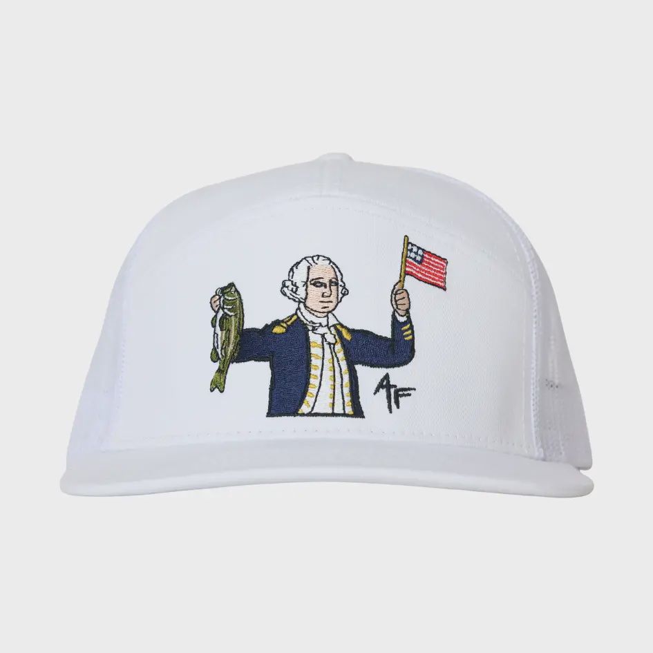 The George Bass Fishing 7 Panel Hat - White