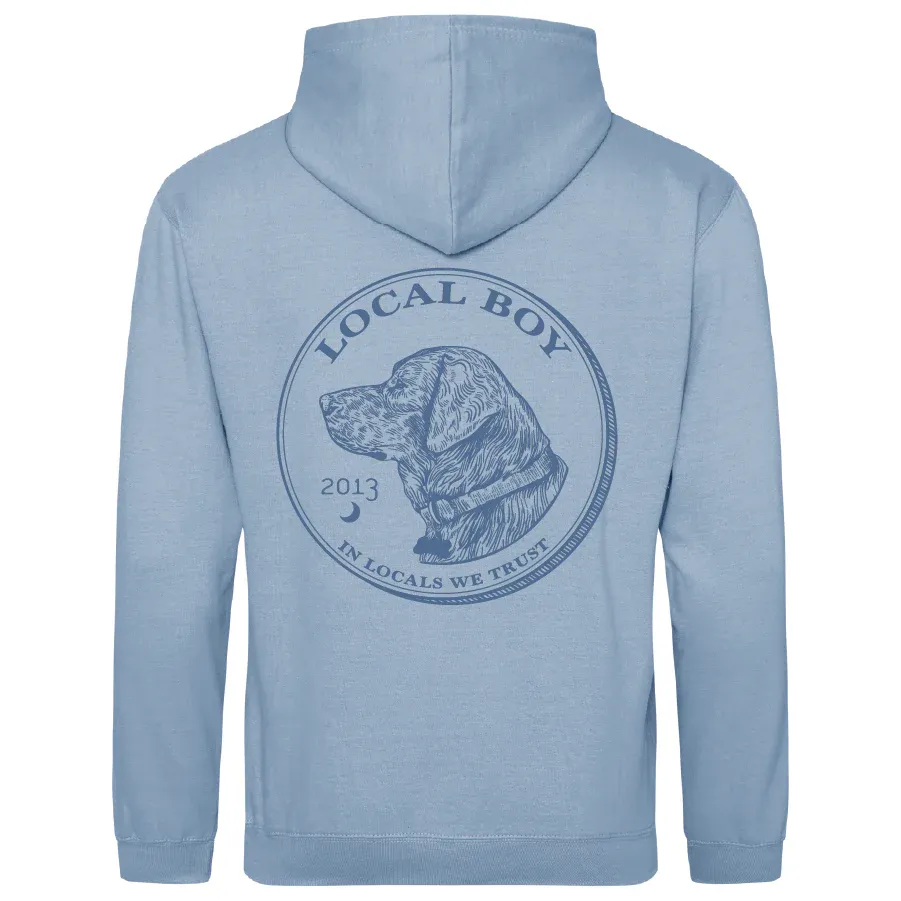 Youth Brushwood Hoodie - Dog and Moon Camo Badge - Sky Blue