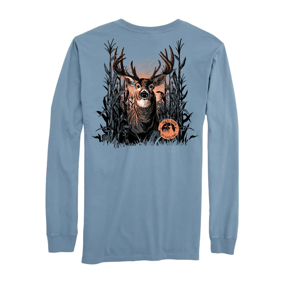 Youth Buck Maze Long Sleeve Tee Shirt - Slate