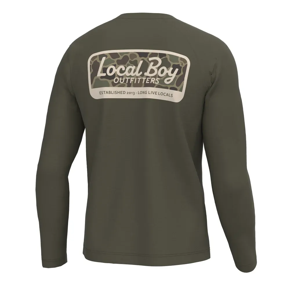Youth Graphic Long Sleeve HB Crew Brush Camo Mark - Cedar