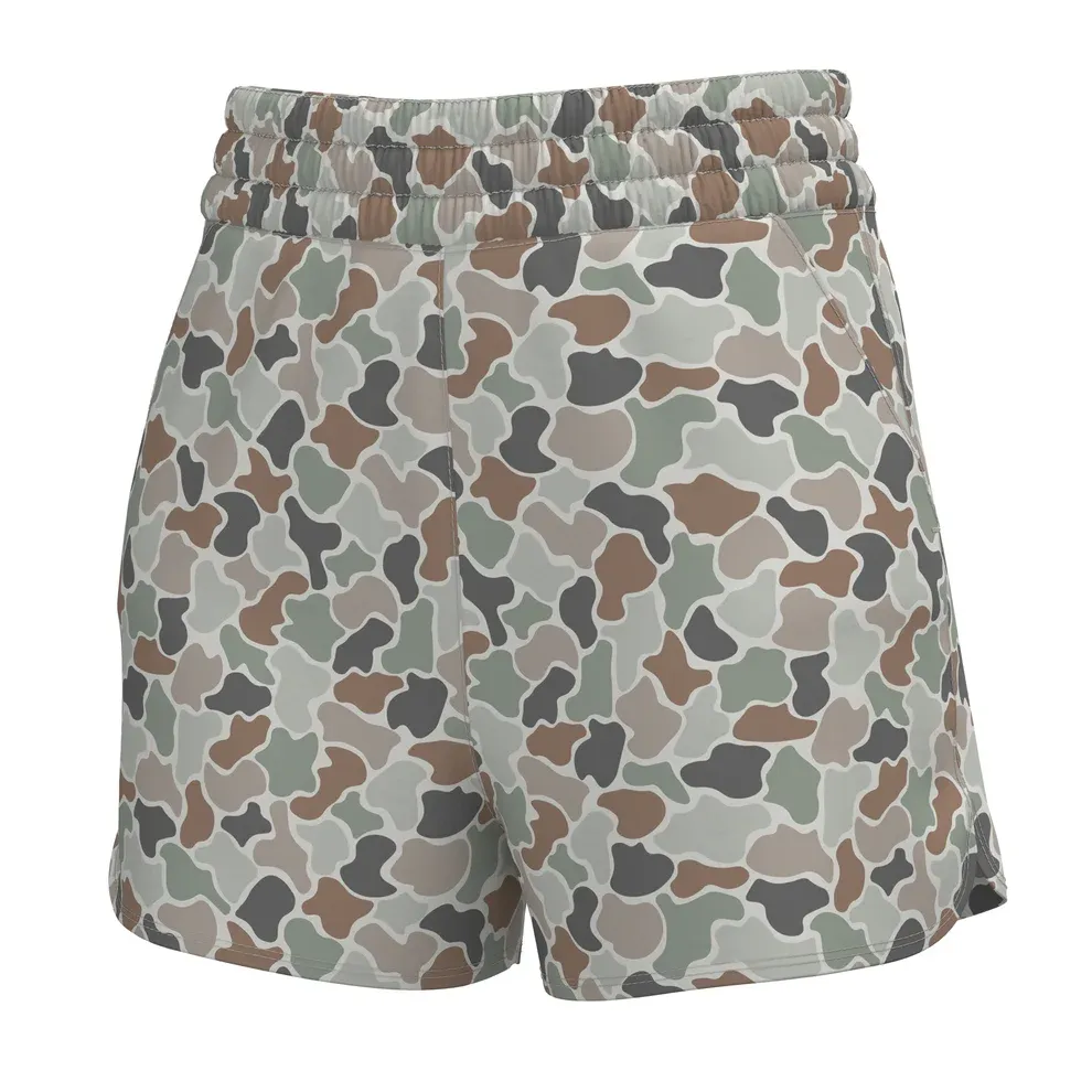 High Waisted Volley Shorts - Forest Camo Flora