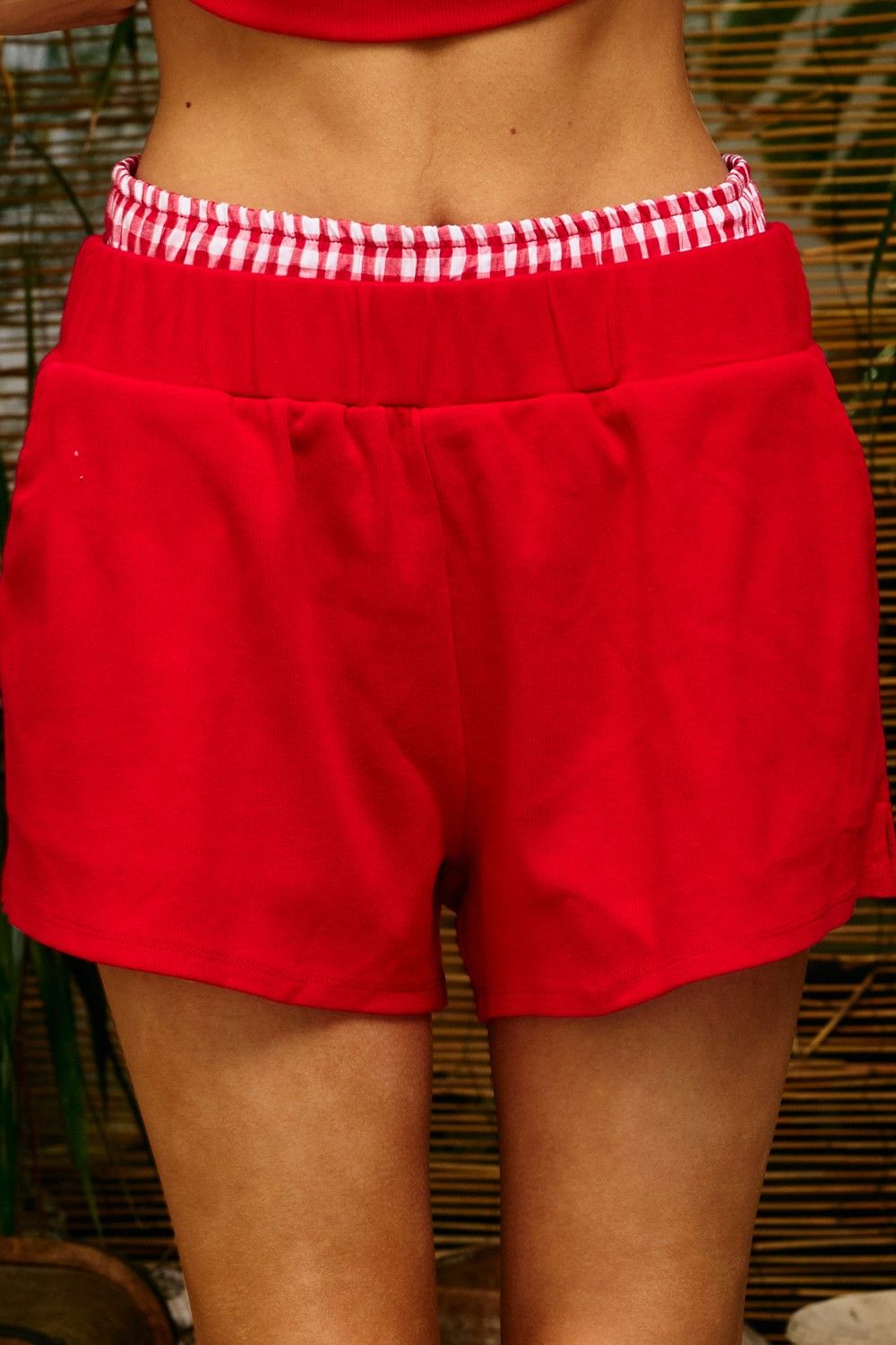Everyday Double Elastic Banded Boxer Shorts - Red / White Gingham