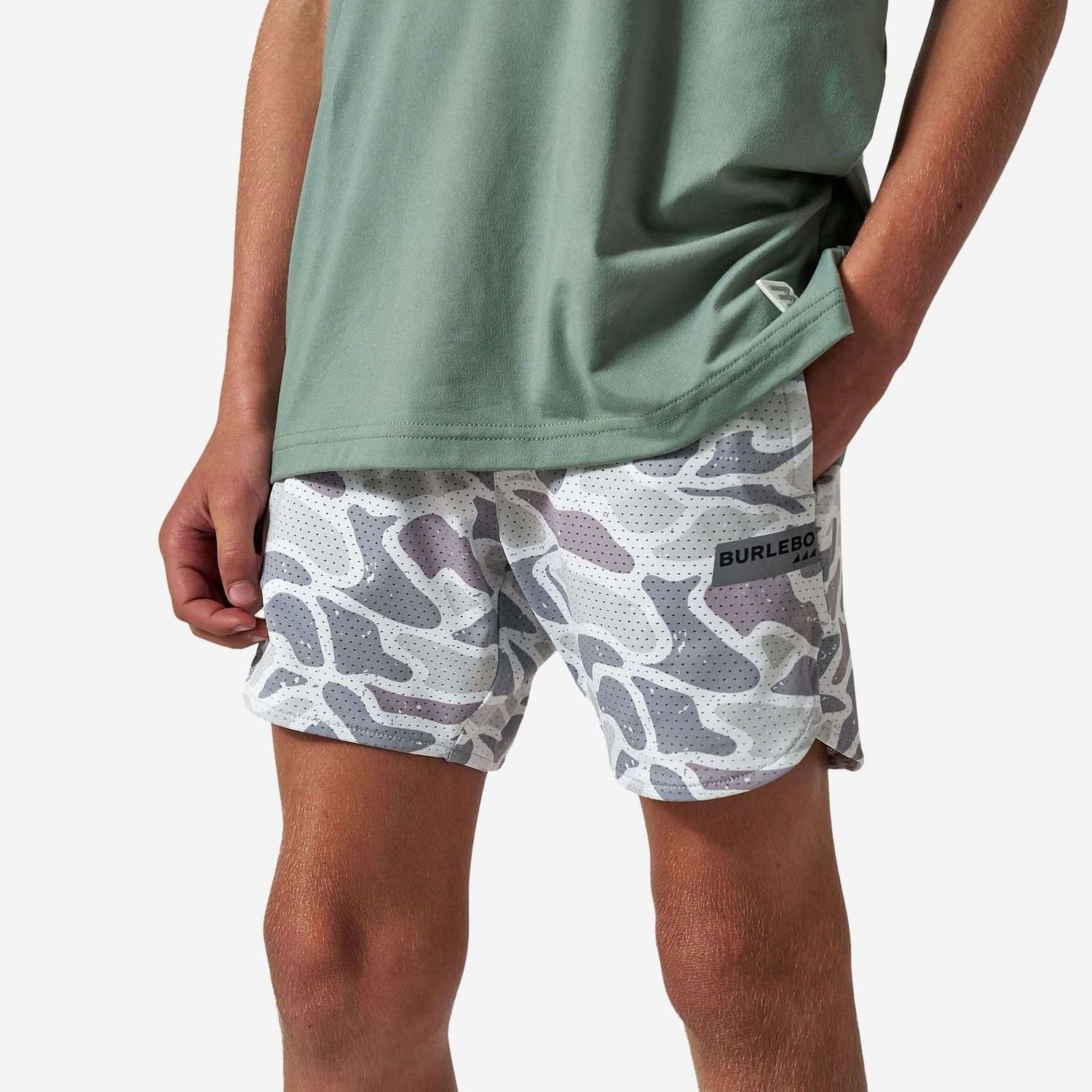 Youth Mesh Training Shorts - White Camo