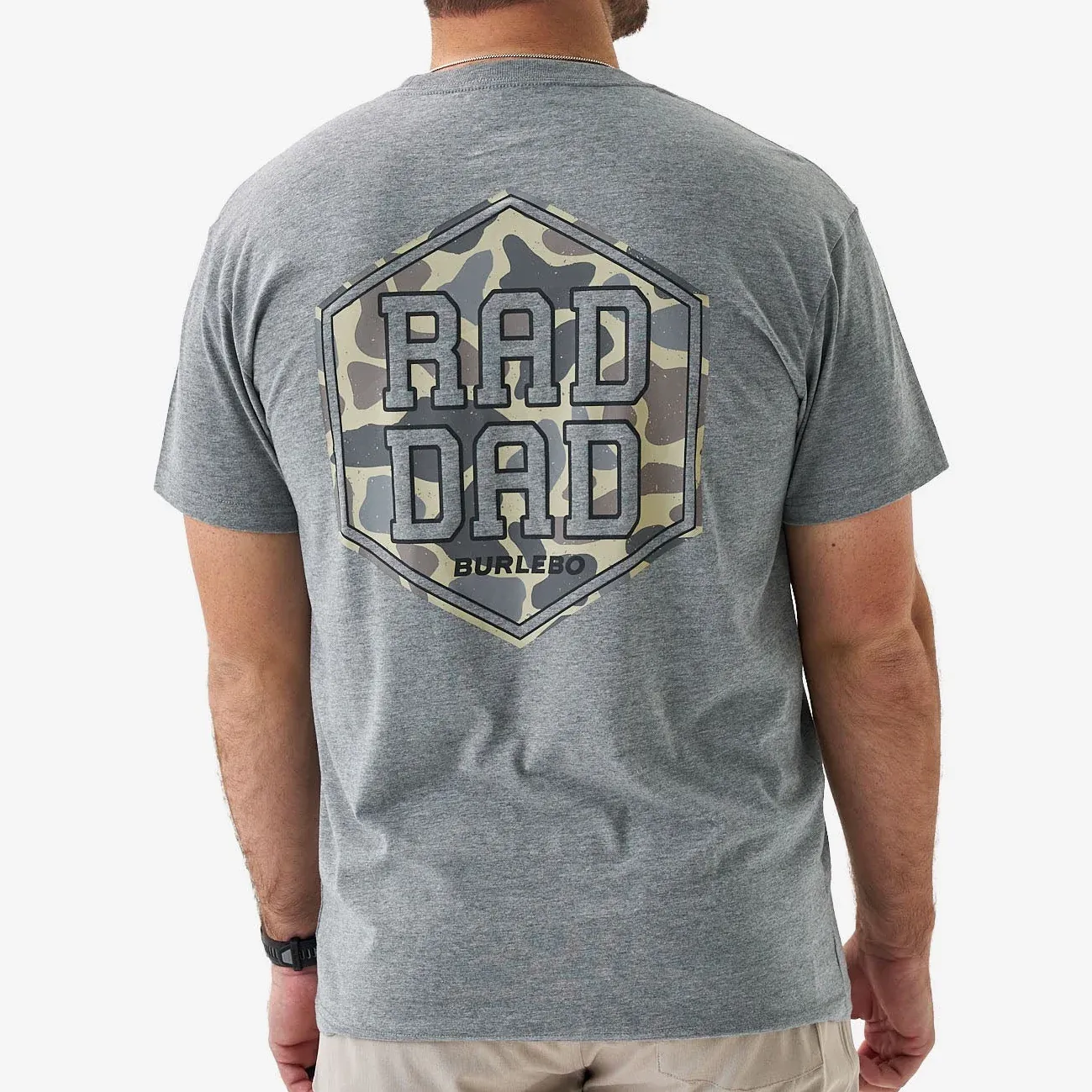 Rad Dad Deer Camo Short Sleeve Tee - Dark Heather Grey