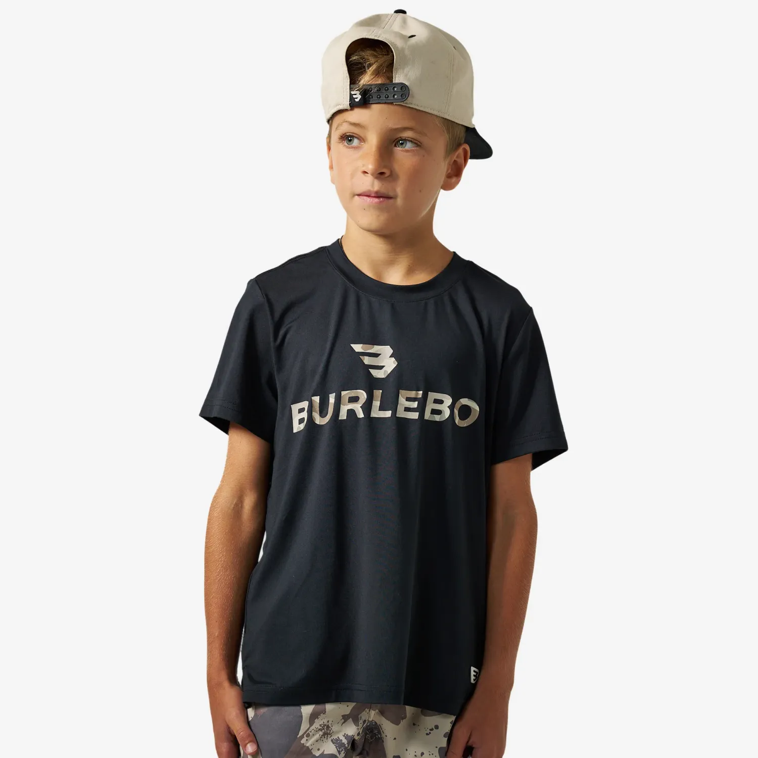 Youth Go To Tee - Flying B Logo - Black &amp; Classic Deer Camo